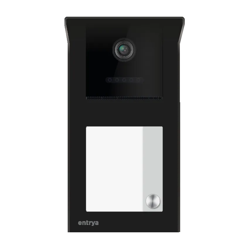 Entrya vision zwarte buitenpost met naamplaatje en 1 drukknop